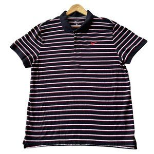 NIKE Striped Short Sleeve Polo Shirt Swoosh Size XL Black Red White 100% Cotton